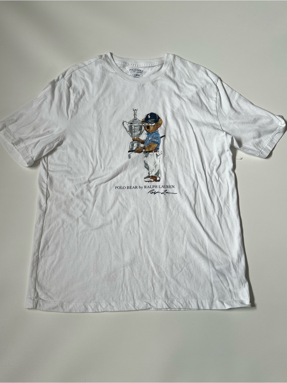 Ralph Lauren White US Open Polo Bear Trophy Graphic Tee